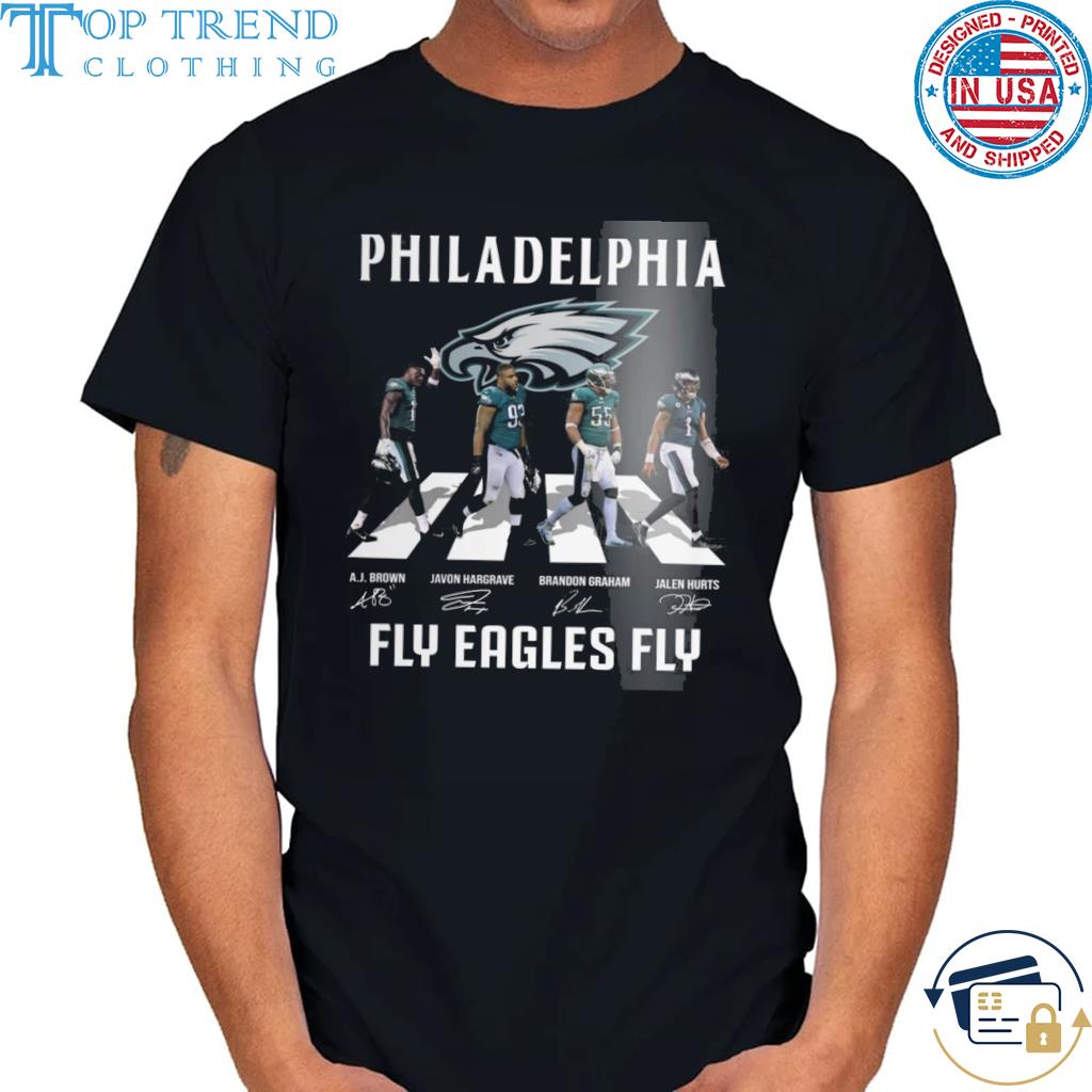 Funny philadelphia eagles fly eagles fly abbey road signatures shirt