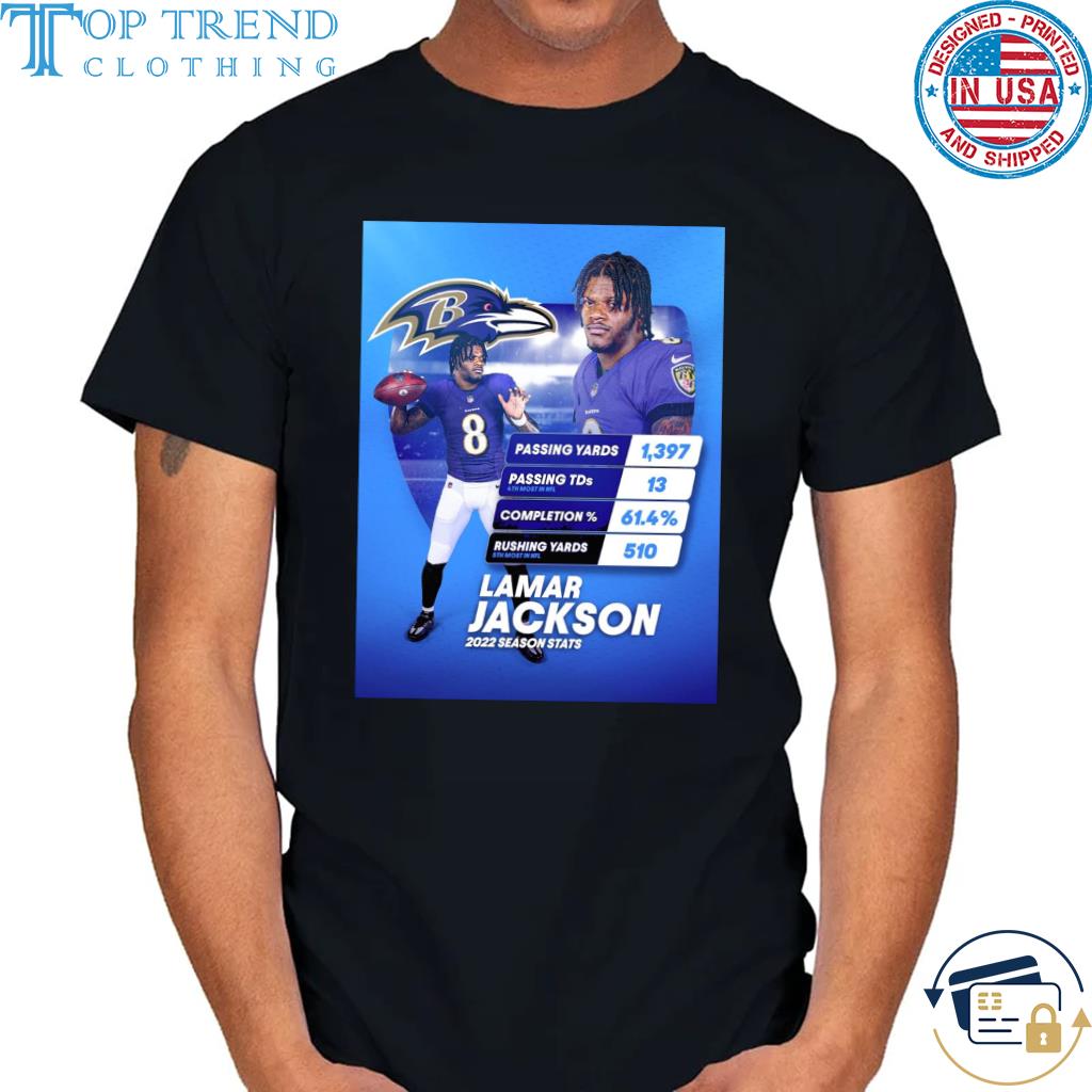 Lamar jackson 2022 season stats in baltimore ravens on nfl on prime video shirt