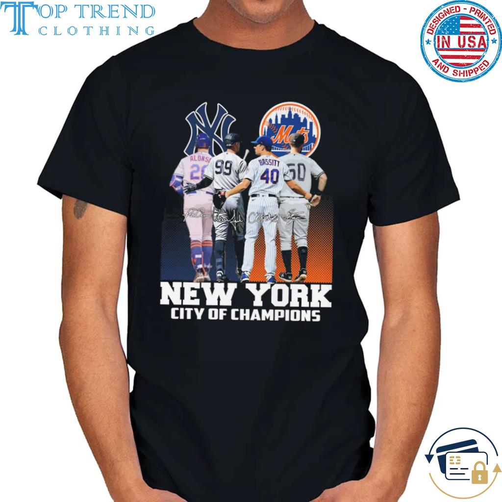 Official new York Rangers And New York City Champions Mets Alonso Bassitt signatures shirt