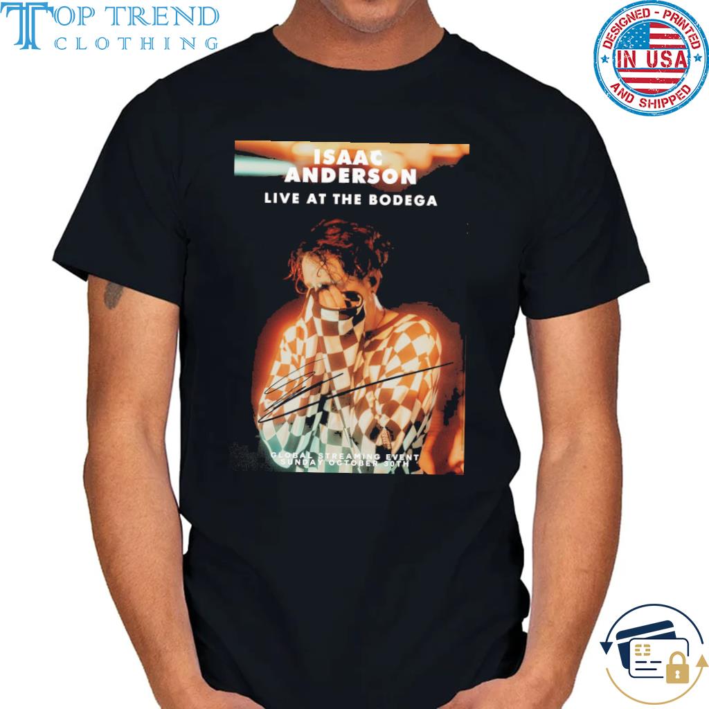 Awesome isaac anderson merch live at the bodega logo shirt