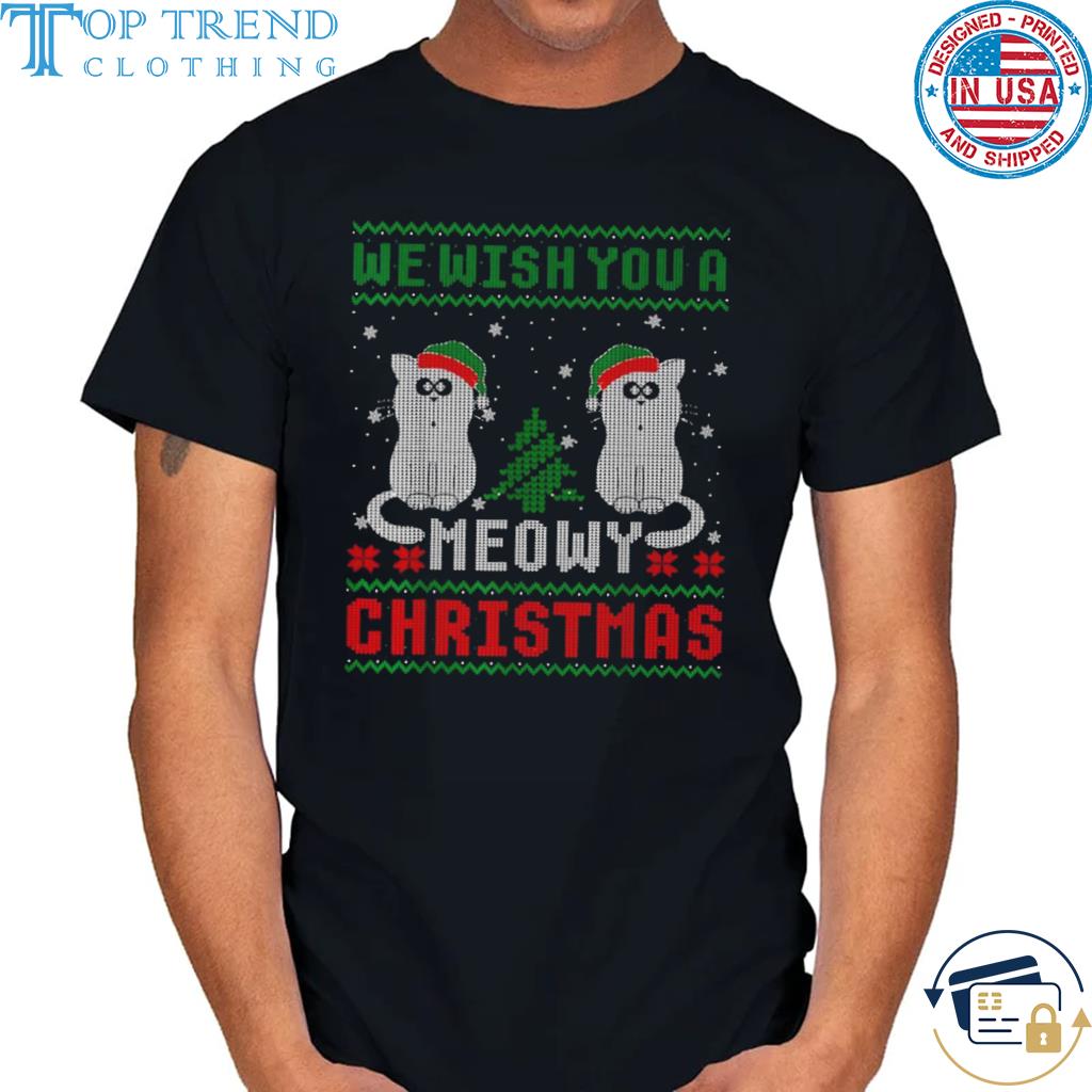 Awesome we wish you a meowy cat ugly Christmas sweater