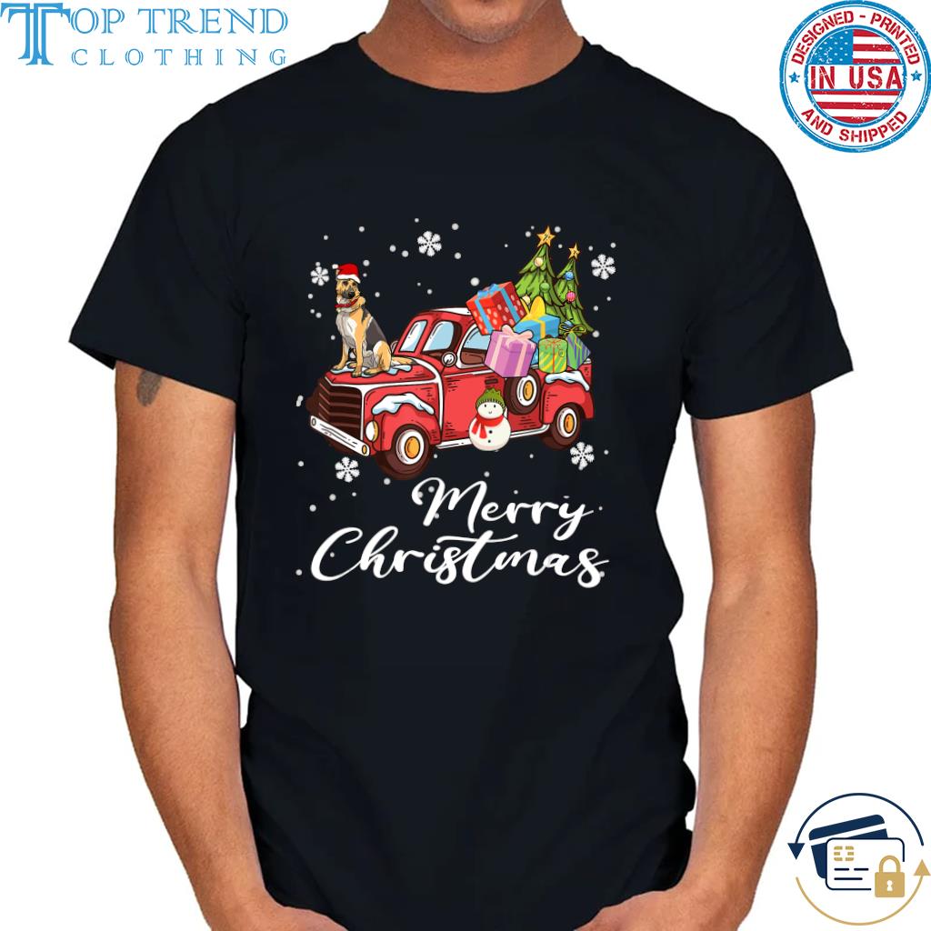Best german Shepherd Red Truck Merry Christmas sweater