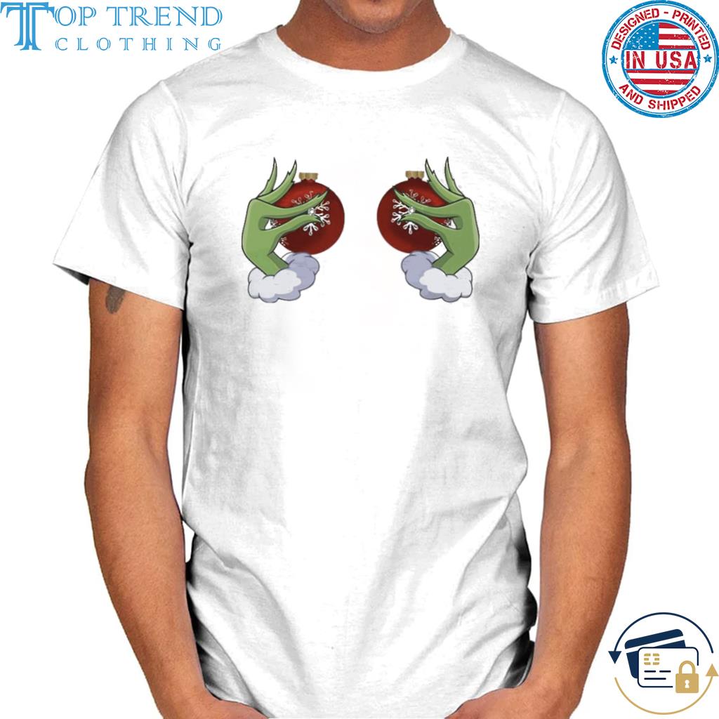 Grinch hand ornament boob Christmas sweater