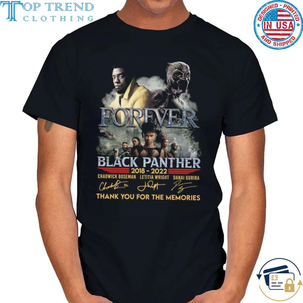 Official Forever Black Panther 2018 2022 thank you for the memories signatures shirt