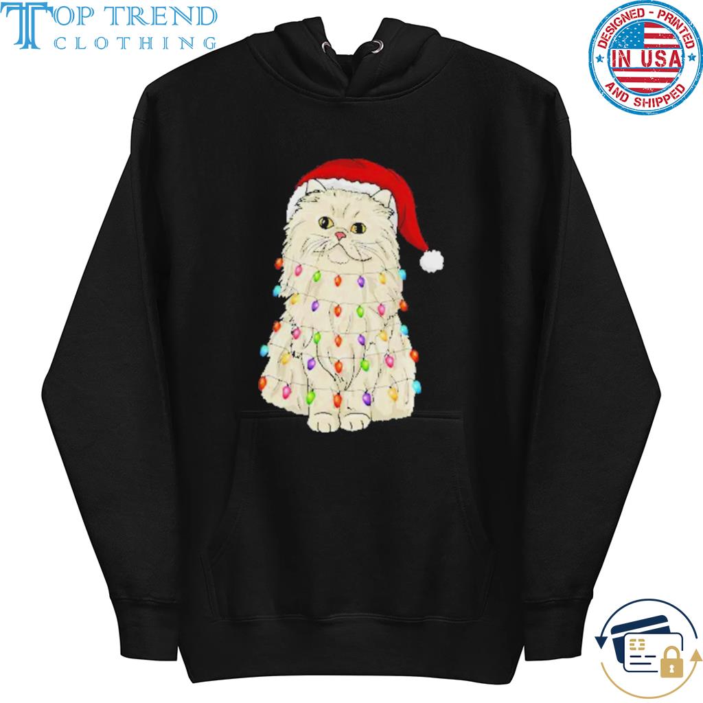 Santa cat light Christmas sweater hoodie