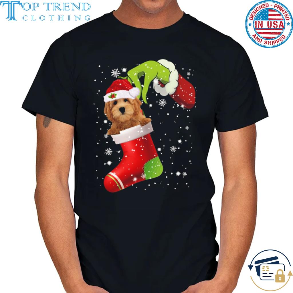 The grinch hand santa goldendoodle 2022 Christmas sweater