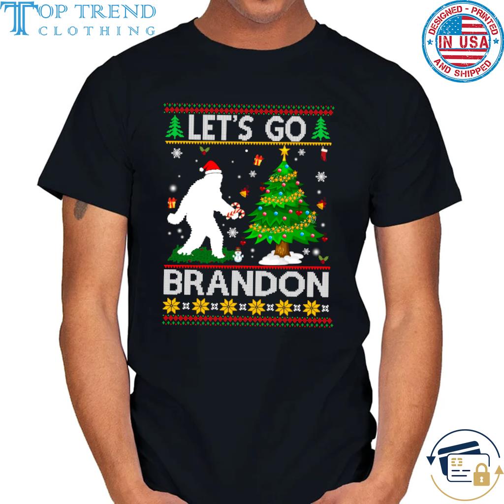Top santa Bigfoot Let's Go Brandon Ugly Christmas Sweater