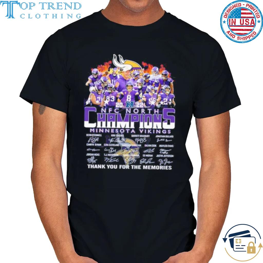 NFC North Champions Minnesota Vikings Thank You For The Memories Signatures  T-shirt - Kaiteez