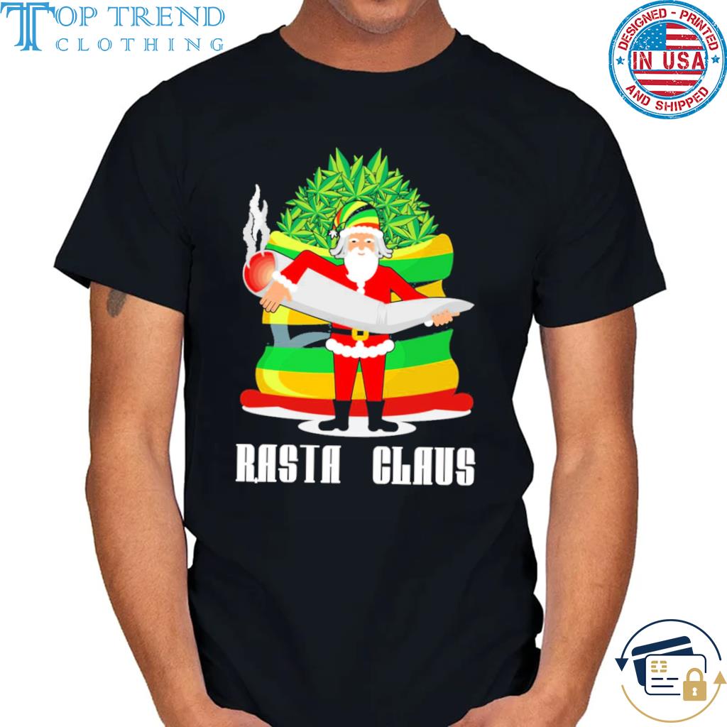 Top rasta Claus Santa Funny Christmas Weed Shirt
