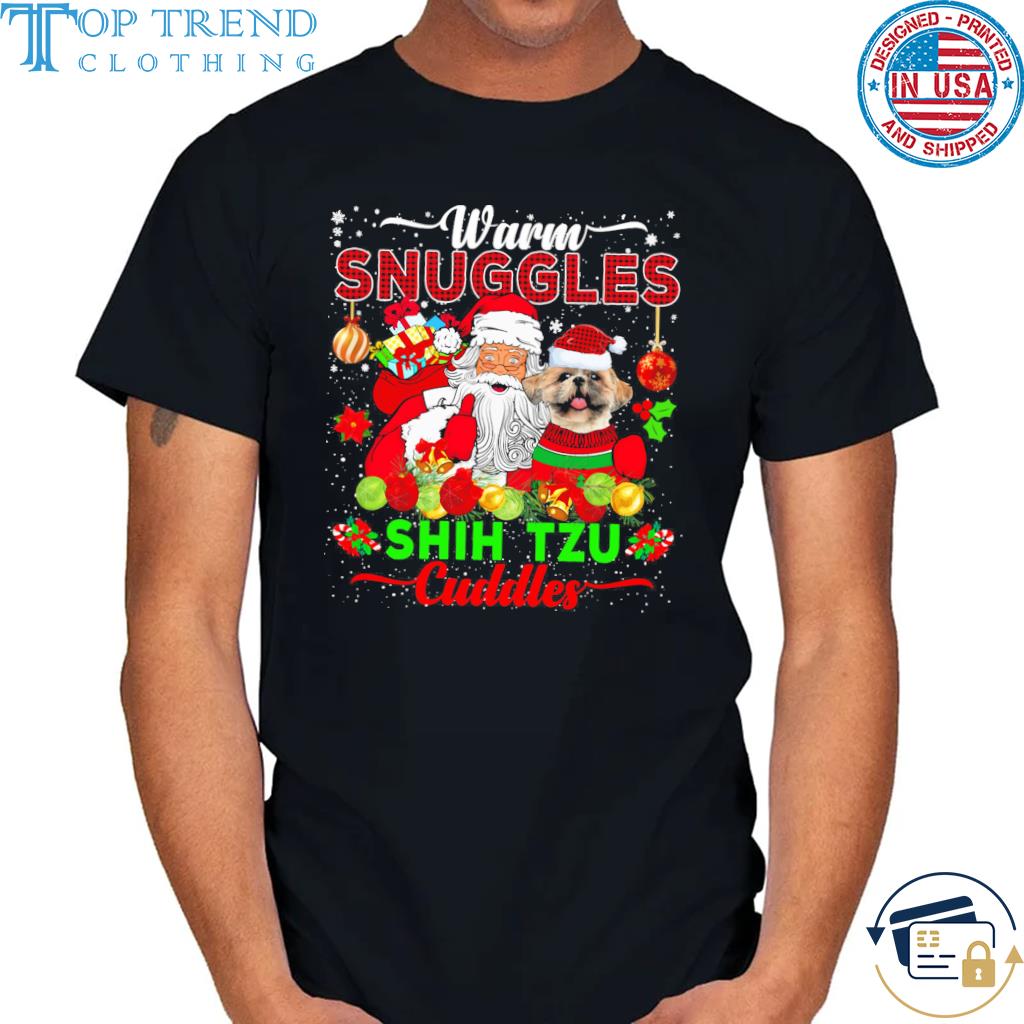 Warm Snuggles Shih Tzu Cuddles Funny Santa Xmas Dog Lover Pullover Hoo Sweater