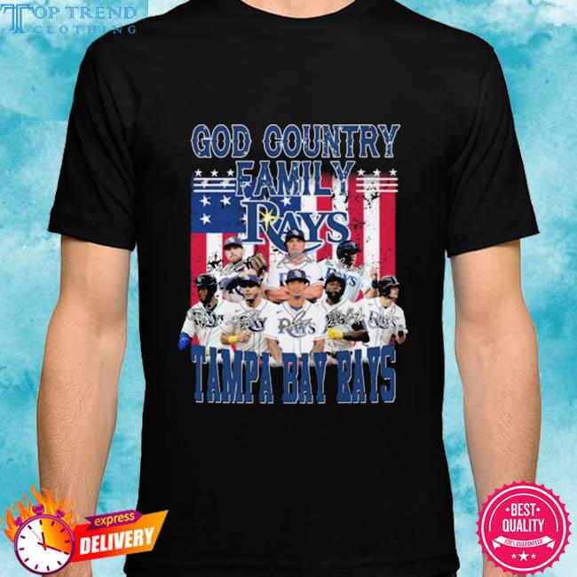 Official funny god country family tampa bay rays signatures American flag 2023 shirt