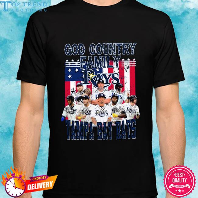 Official god country family tampa bay rays signatures American flag shirt
