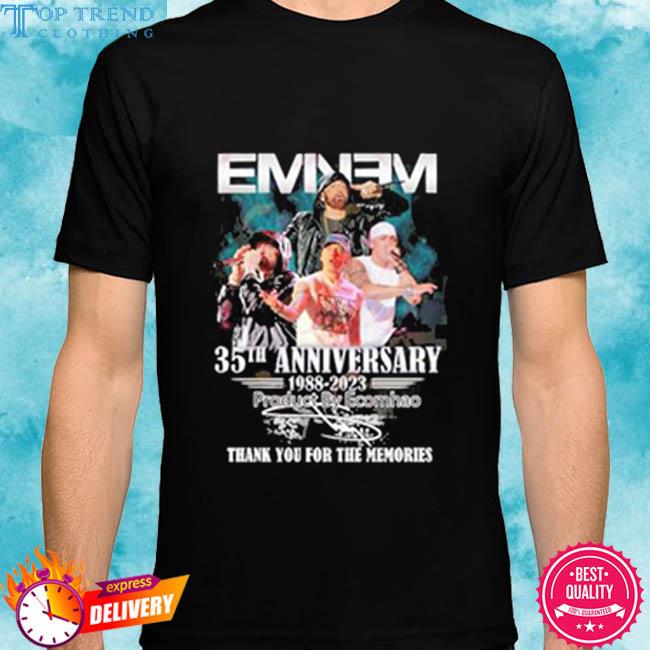 Official Eminem 35th Anniversary 1988–2023 Thank You For The Memories signatures T-Shirt