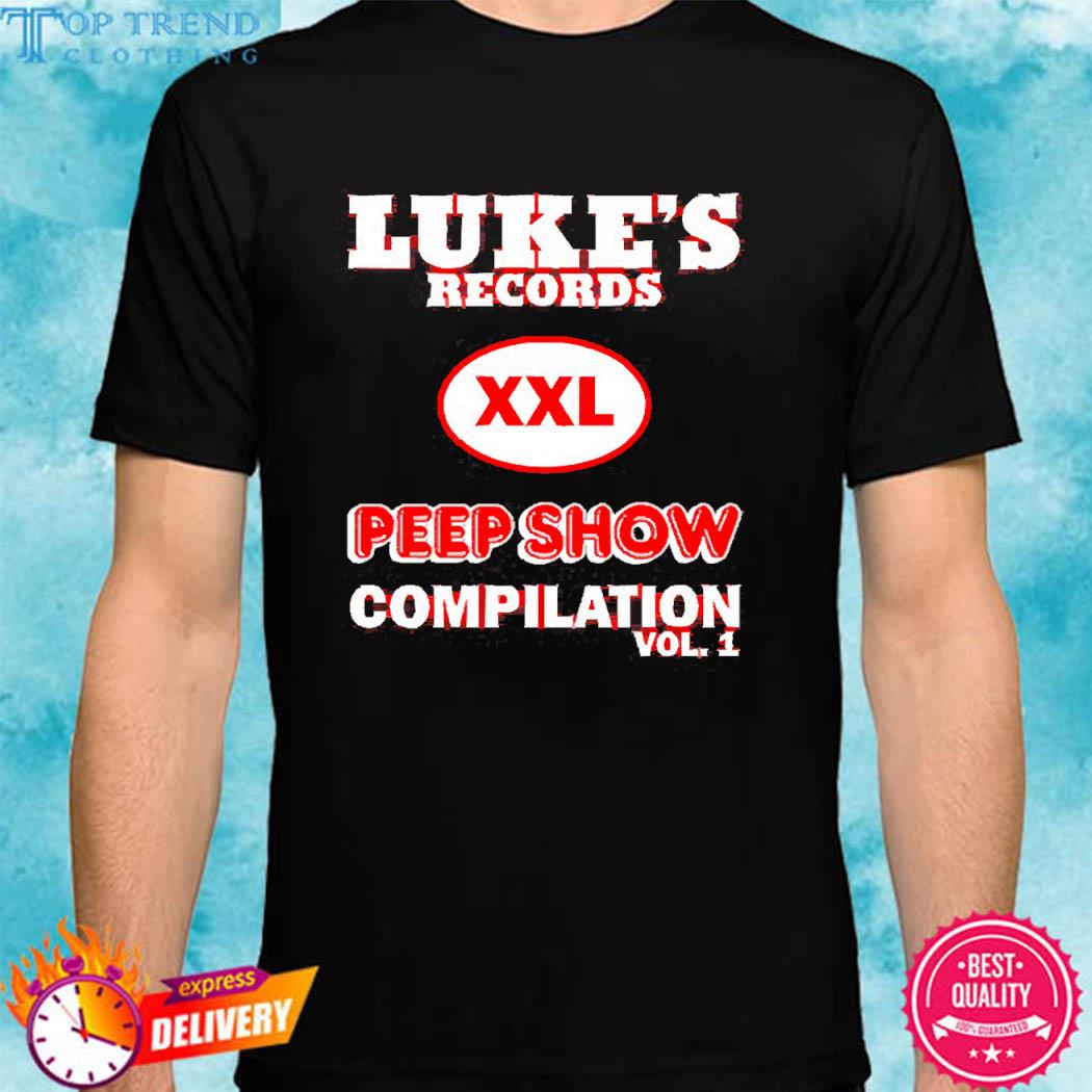 Official Luke's Records Xxl Peep Show Compilation Vol 1 T Shirt